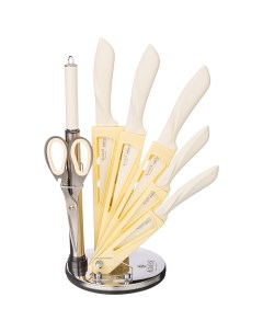 Набор из 8 предметов Ножи с ножницами и мусатом на пластиковой подставке Agness