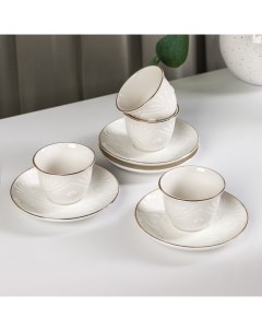 Кофейный набор керамический Coffee 8 предметов чашка 70 мл блюдце цвет белый Nobrand
