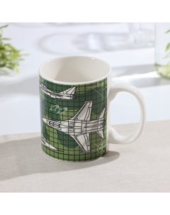Кружка фарфоровая 23 февраля Авиация 320 мл цвет зелёный Доляна