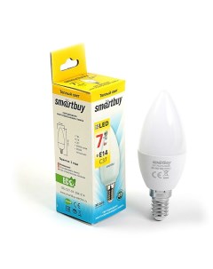 Лампа cветодиодная Smartbuy C37 7 Вт E14 3000 К теплый белый Nobrand