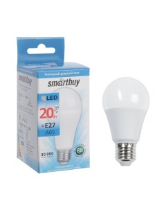 Лампа cветодиодная E27 A65 20 Вт 6000 К холодный белый свет Smartbuy