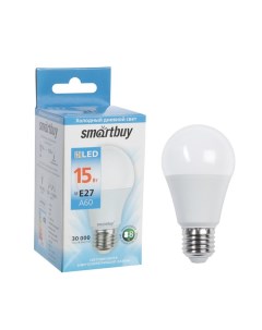 Лампа светодиодная Е27 А60 15 Вт 6000 К холодный белый свет Smartbuy