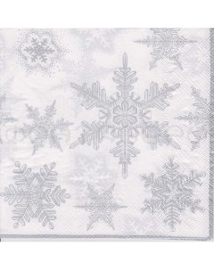 Салфетки бумажные Серебряные снежинки 3 слоя 33х33 см 20 шт Premium club