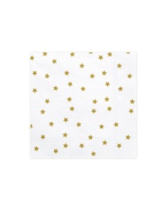 Салфетки бумажные Новогодние звезды на белом 3 слоя 33х33 см 20 шт Premium club