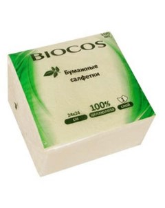 Салфетки Белые бумажные однослойные сервировочные 24 х 24 см 100 шт Biocos