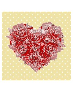 Салфетки бумажные Сердце из роз трехслойные 20 шт Gratias