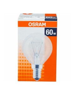 Лампа накаливания Е14 60W шар прозрачная белый свет Osram