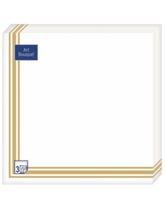 Салфетки бумажные трехслойные с золотой рамкой 33 x 33 см 20 шт Art bouquet