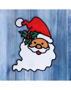 Наклейка на стекло Дед Мороз в колпаке с остролистом 10 5х14 см Зимнее волшебство