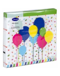 Салфетки бумажные трехслойные Balloons and confet 33х33 см 20 штук Duni