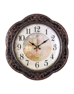 Часы круглые 35 5 см корпус черный с бронзой Богема Рубин