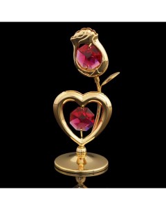 Сувенир Роза с сердцем 3x3x8 см с кристаллами Сваровски Vs