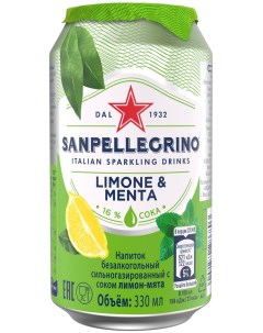 Газированный напиток с соком лимон мята 0 33 л Sanpellegrino