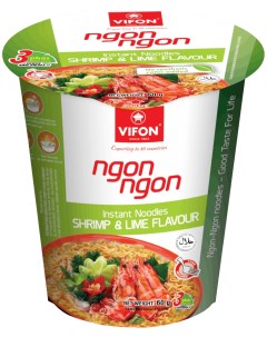 Лапша Ngon Ngon со вкусом креветок и лайма быстрого приготовления 60 г Vifon
