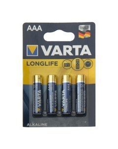 Батарейка алкалиновая LongLife AAA LR03 4BL 1 5В блистер 4 шт Varta