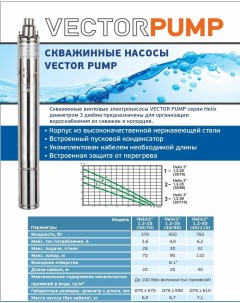 Электронасос винтовой погружной Helix 3 1 2 25 30 70 Vectorpump