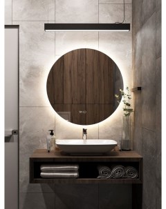 Зеркало круглое Муза D75 для ванной с нейтральной LED подсветкой и часами Alias