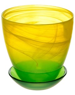 Цветочный горшок Органза c поддоном 1 л желто зеленый 1 шт Ninaglass