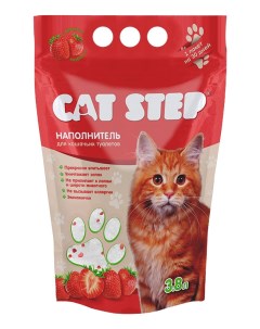 Впитывающий наполнитель для кошек силикагелевый клубника 3 8 л Cat step