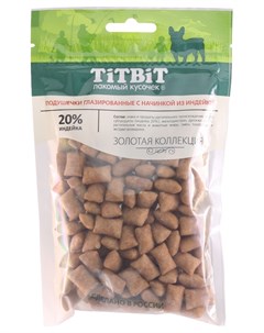 Подушечки глазированные TitBit Золотая коллекция для собак с начинкой из индейки 100 г Nobrand