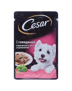 Влажный корм для собак говядина кролик шпинат 28шт по 85г Cesar
