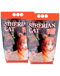 Наполнитель для туалета кошек Тофу комкующийся кофе 2 шт по 6 л Сибирская кошка