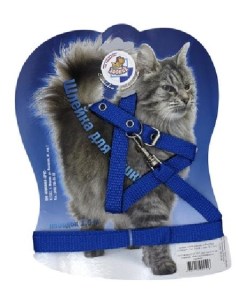 Шлейка с поводком 1 5 м для кошек синяя Зооник