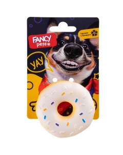 Мягкая игрушка для собак Пончик белый желтый 8 см Fancy pets