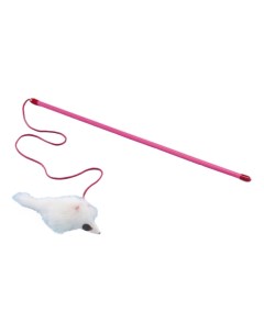 Дразнилка для кошек с мышкой искусственный мех пластик белый розовый 46 см Nobby
