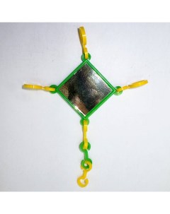 Игрушка для птиц Мавлюшев Забава Зеркало с кольцами желто зеленая 15х6 5 см Nobrand