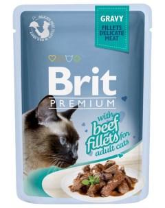 Влажный корм для кошек Premium в соусе говядина 85г Brit*
