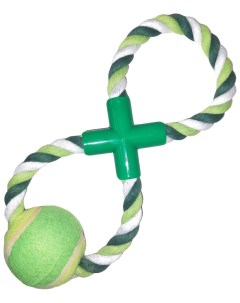 Игрушка канат для собак восьмерка с чесалкой бело зеленая Ripoma