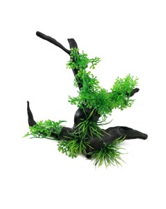 Искусственный декор для аквариума Коряга с растениями 00116697 14х14х10 см Ripoma
