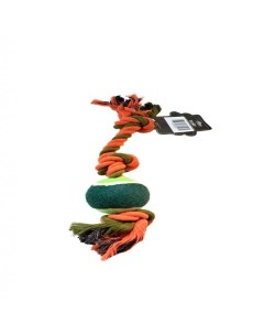 Игрушка для собак Мяч на канате разноцветный текстиль 6х40 см Ripoma