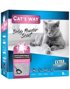 Наполнитель комкующийся CAT S WAY BABYPOWDER с розовыми гранулами аромат присыпки 6л Cats way