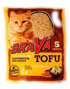 Комкующийся наполнитель Tofu Original растительный 5 л Brava