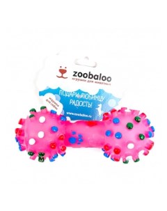Игрушка пищалка для собак Гантель резиновая большая розовый 17 см Zoobaloo