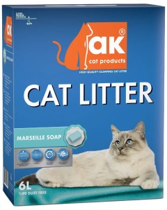 Наполнитель AK Cat комкующийся бентонитовый марсельское мылоа 5 5 кг 6 л Ak cat products