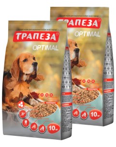 Сухой корм для собак Optimal для живущих дома 2 шт по 10 кг Трапеза