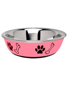 Одинарная миска для кошек и собак сталь резина розовый 0 45 л Ankur