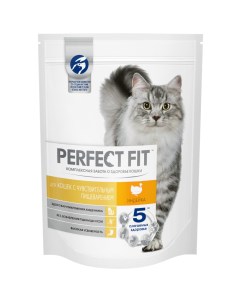 Сухой корм для кошек с чувствительным пищеварением с индейкой 4 шт по 190г Perfect fit