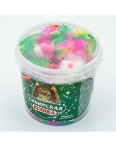 Игрушка для кошек Мышь с хвостом из перьев разноцветная 30 шт Сибирская кошка