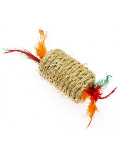 Игрушка для кошек Конфета с перьями бежевая 7 см 10 шт Кот лукас