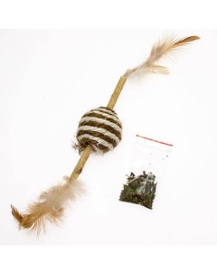Игрушка для кошек Веретено Мяч сизаль с перьями из кошачьей мяты Ambar