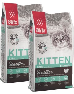 Сухой корм для котят Sensitive Kitten Turkey с индейкой 2 шт по 2 кг Blitz