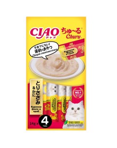 Лакомство для кошек Ciao Churu куриное филе и краб 48шт по 4 14г Inaba