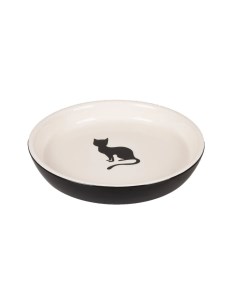 Миска керамическая для кошки NALA круглая черный белый 180 мл 15 см Flamingo