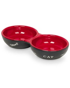 Миска для кошек двойная черно красная 0 2л Nobby