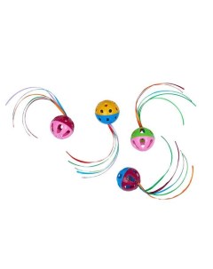 Игрушка для кошек Мяч с лентами и погремушкой разноцветная 7 шт Сибирская кошка