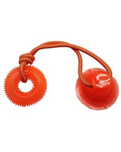 Игрушка для собак Тяни кусай на одной присоске оранжевая 45 см N1